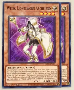 Yugioh! 2x Weiss, Lightsworn Archfiend LEDE-EN024 Common 1st Ed NM - Image 1