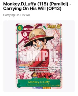 Monkey.D.Luffy (118) (Parallel) - Carrying On His Will (OP13) (SEC) - Image 5