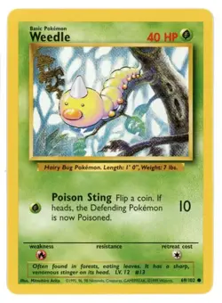 Weedle 69/102 Base Set Unlimited Pokemon Card - Image 1