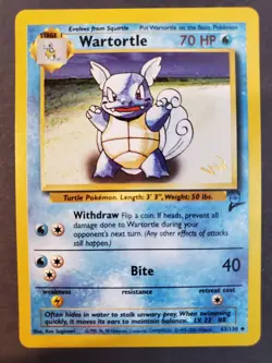 Near Mint Wartortle Gold W Stamp Promo 63/130 Base Set 2 Pokemon Card - Image 1