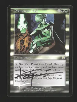 Mtg Magic Apocalypse PERNICIOUS DEED Foil 💎 Signed by Christopher Moeller - Image 1