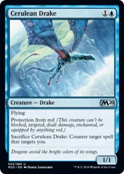 Heavy Play, English MTG Foil Cerulean Drake - Foil Core Set 2020 Magic the Gathe - Image 1