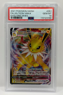 2021 POKEMON SWORD & SHIELD EVOLVING SKIES #051 FULL ART/JOLTEON VMAX PSA 10 - Image 1