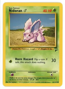 Nidoran 83/130 Base Set 2 Pokemon Card - Image 1