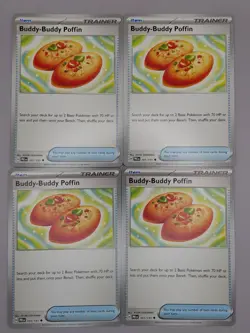 4x Buddy-Buddy Poffin 101/131 Common - NM Prismatic Evolutions Pokemon Playset - Image 1