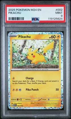 PSA 9 PIKACHU Holofoil Pokemon PROMO M24 EN McDonald's 2025 002/015 MINT - Image 1