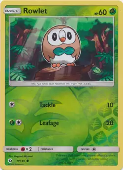 x4 Rowlet - 9/149 - Common - Reverse Holo Pokemon SM1 Sun & Moon Base M/NM Engli - Image 1