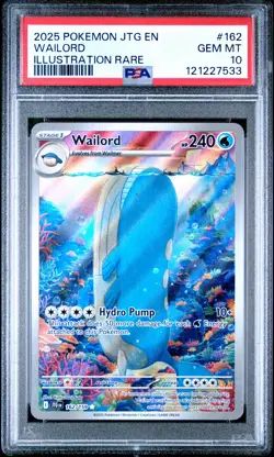 2025 POKEMON JTG EN-JOURNEY TOGETHER ILLUSTRATION RARE #162 WAILORD PSA 10 - Image 1