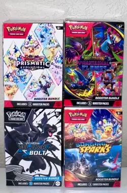 Pokemon Booster Bundle Lot Prismatic Evolutions, Black Bolt, Phantasmal, Surging - Image 1