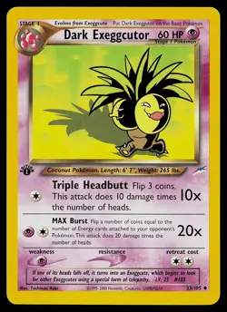 Pokemon Card - Dark Exeggcutor Neo Destiny 33/105 Uncommon 1st Edition - Image 1
