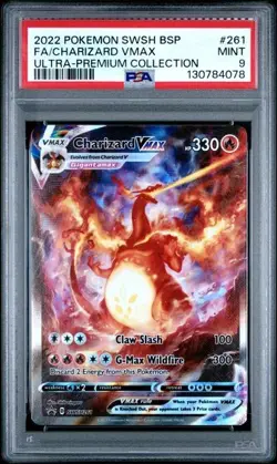Pokemon TCG Charizard VMAX Black Star Promo SWSH261 Holo Card PSA 9 - Image 1