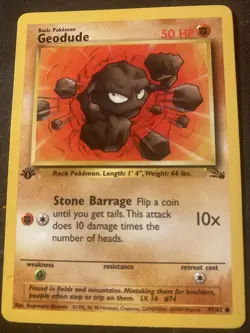 Geodude 47/62 C 1st First Edition Pokemon TCG Card Fossil LP-VG - Image 1
