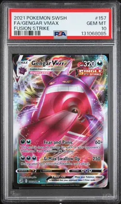 2021 POKEMON SWORD & SHIELD FUSION STRIKE #157 FULL ART/GENGAR VMAX PSA 10 - Image 1