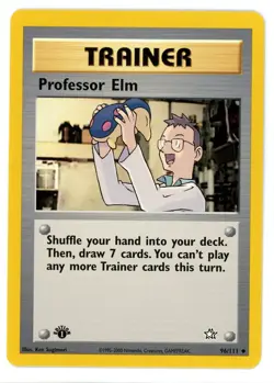 Professor Elm 96/111 1st Edition Neo Genesis Pokemon Card - Image 1