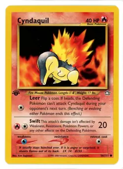 Cyndaquil 56/111 1st Edition Neo Genesis Pokemon Card - Image 1
