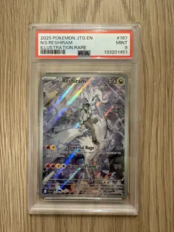 2025 POKEMON JTG EN-JOURNEY TOGETHER ILLUSTRATION RARE #167 N'S RESHIRAM PSA 9 - Image 1