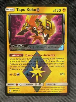 TAPU KOKO 2019 POKEMON SUN & MOON TEAM UP PRISM RARE HOLO 51/181 Q1300-1 - Image 1