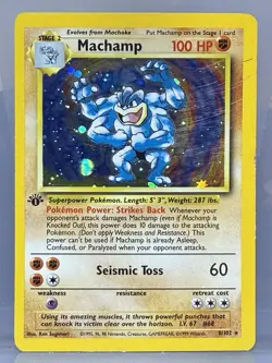 2000 Pokemon 2 Player CD 1st Edition Cosmos Holofoil #8 Machamp Holo 8/102 - Image 1