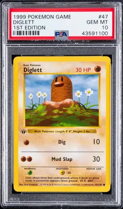 1999 POKEMON BASE SET 1ST EDITION #47 DIGLETT PSA 10 GAME POKEMON - Image 1