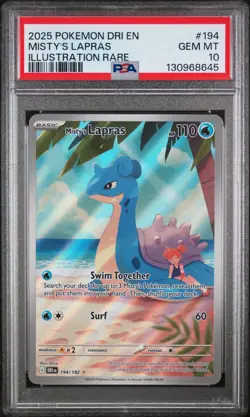 2025 POKEMON DRI EN-DESTINED RIVALS ILLUSTRATION RARE #194 MISTY'S LAPRAS PSA 10 - Image 1