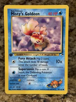 Misty’s Goldeen 1st Edition Gym Heroes 85/132 WOTC Vintage Rare Pokemon MP - Image 1