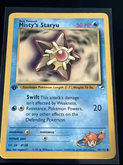 1st Edition Pokemon Misty’s Staryu Gym Heroes 90/132 WOTC 2000 Vintage Common - Image 1