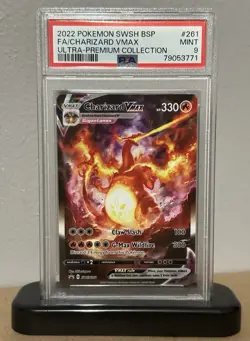2022 POKEMON SWSH BLACK STAR PROMO #261 FULL ART/CHARIZARD VMAX PSA 9 - Image 1