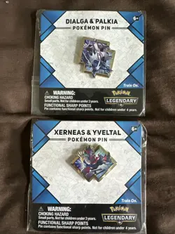 Pokemon Legendary Promo Pins Xerneas & Yveltal And Dialga & Palkia - Image 1