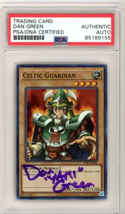 PSA Signed Dan Green Yu-Gi-Oh! TCG Celtic Guardian LOB-EN007 Super Rare - Image 1