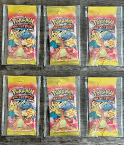 6x *RARE* 2011 Sealed Pokemon Booster Pack Battle Disc Game Charizard one piece - Image 1