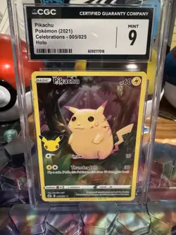 Pokemon TCG Celebrations Pikachu Holo Rare Card 005/025 25th Anniversary CGC 9 - Image 1