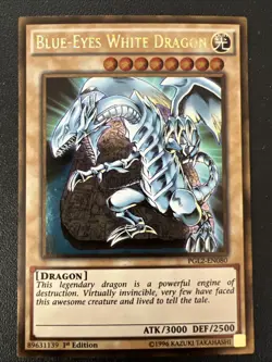 Vintage 1996 Yugioh PGL2-EN080 Blue-Eyes White Dragon Holo Card 1st Edition #2 - Image 1