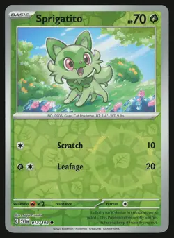 SV01: Scarlet & Violet Base Set Sprigatito #013/198 Reverse Holo Pokemon Card - Image 1