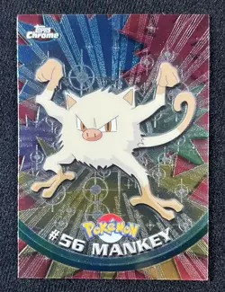 2000 Topps Chrome Pokemon Card Mankey #56 - LP - Image 1