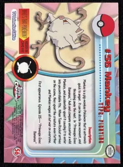 2000 Topps Chrome Pokemon Card Mankey #56 - LP - Image 2