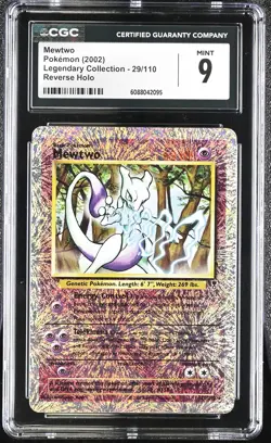 CGC 9 MINT Mewtwo 2002 Legendary (Collection) 29/110 Reverse Holo Pokemon Card - Image 1