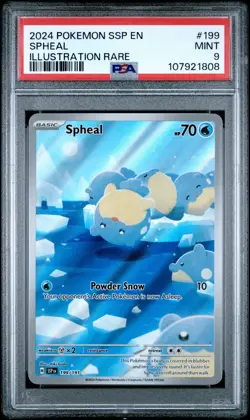 PSA 9 MINT Spheal 199 Surging Sparks Pokemon Card - Image 1