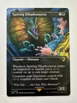 Spitting Dilophosaurus Borderless Card, Jurassic World MTG *FREE Ground Adv Ship - Image 1