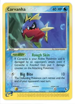 Carvanha 51/109 EX Ruby & Sapphire Pokemon Card - Image 1