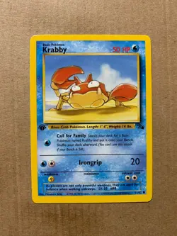 1st Edition Krabby 51/62 Fossil Set - Common Pokemon Card - NM/Mint - Image 1