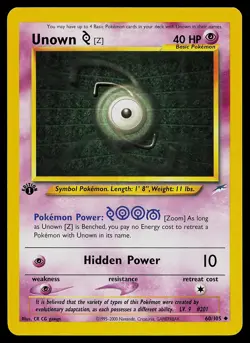 Pokemon Card - Unown [Z] Neo Destiny 60/105 Uncommon 1st Edition - Image 1