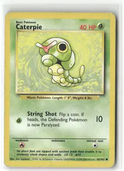 Pokemon 4th Print Caterpie Common Base Set 045/102 NM - Image 1