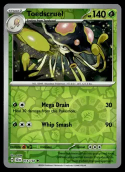 TOEDSCRUEL 18/142 UNCOMMON STELLAR CROWN POKEMON - Image 1