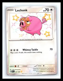💥 Lechonk - # 207/091 Pokemon TCG SV: Paldean Fates Baby Shiny Rare Holo 2024 - Image 1