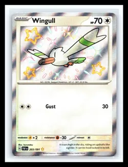 💥 Wingull - 203/091 Pokemon TCG SV: Paldean Fates Shiny Rare Holo 2024 - Image 1