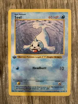 Pokemon TCG Seel 041/102 Base Set (Shadowless) 1st Edition Gray Stamp - Image 1