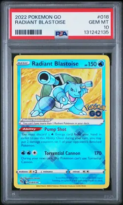 2022 Pokemon Go #018 Radiant Blastoise PSA 10 - Image 1