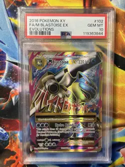 Pokemon TCG M Blastoise EX #102 Gold Full Art 2016 XY Evolutions Psa 10 - Image 1