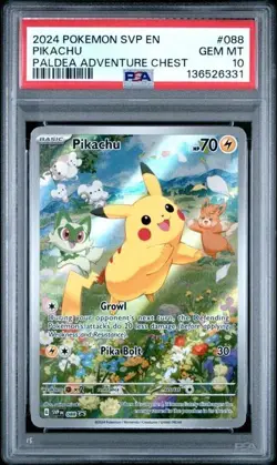2024 POKEMON SVP EN-SV BLACK STAR PROMO PALDEA ADVENTURE CHEST PIKACHU PSA 10 - Image 1