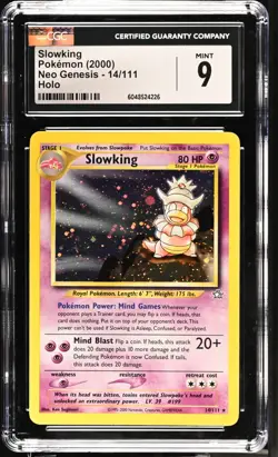 Pokemon Neo Genesis SLOWKING Holo CGC 9 (4226) Graded Power - Image 1
